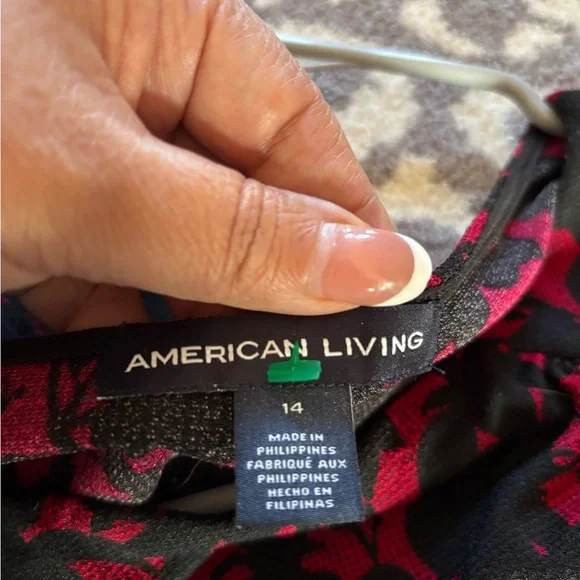 American Living Black and Red Floral Midi Dress - Picture 4 of 6